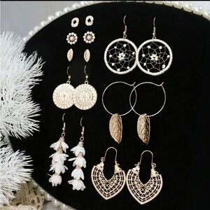 8 Pairs Boho Gold Dainty Goddess Earrings Set